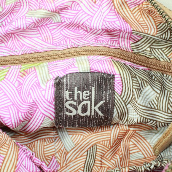 The Sak Women's Cream Tan Pebbled Leather Top Zip Messenger Crossbody Bag - Picture 9 of 13